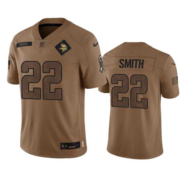 Men%27s Minnesota Vikings #22 Harrison Smith 2023 Brown Salute To Service Limited Football Stitched Jersey Dyin
